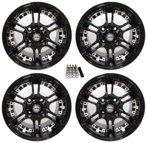 Madjax 10&#034; mirage black/white golf cart wheels/rims yamaha