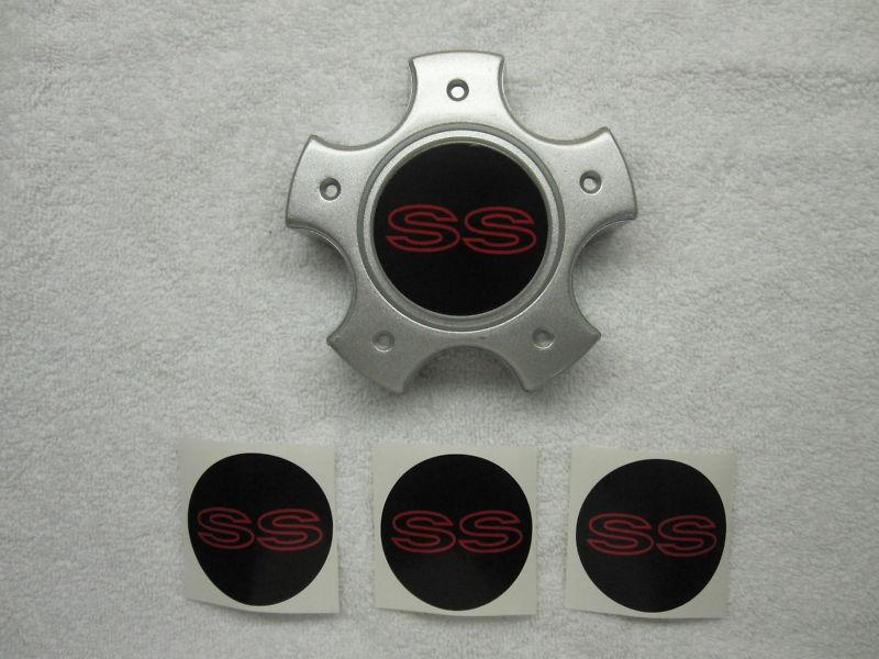 1996-2002 camaro ss 10 spoke center cap decals - black w/red letters