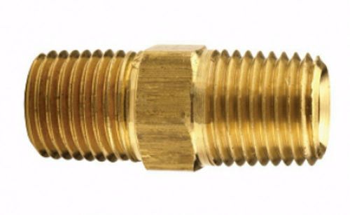 (5) brass pipe hex nipple fitting 1/4 male nptf fuel air