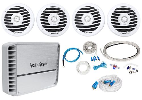 Rockford fosgate pm400x4 400w marine 4ch amplifier+4) 6.5&#034; boat speakers+amp kit