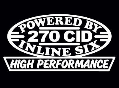 2 high performance 270 cid decal set hp inline straight 6 engine emblem stickers