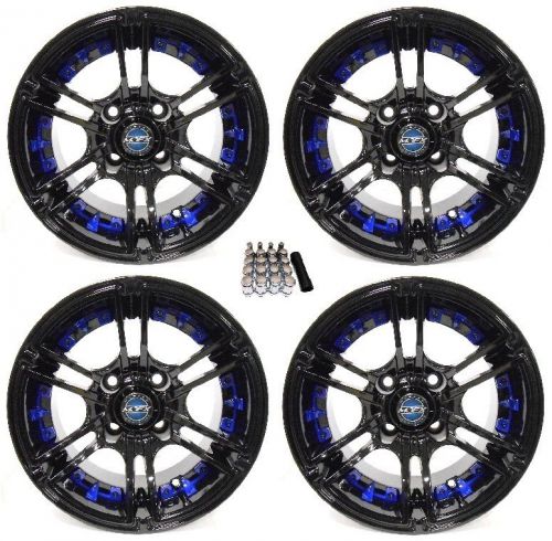 Madjax 14&#034; mirage black/blue golf cart wheels/rims yamaha