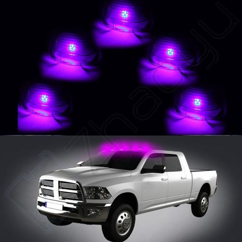 5 smoke clearance light cab marker cover + 5x t10 194 pink/purple 4led bulb