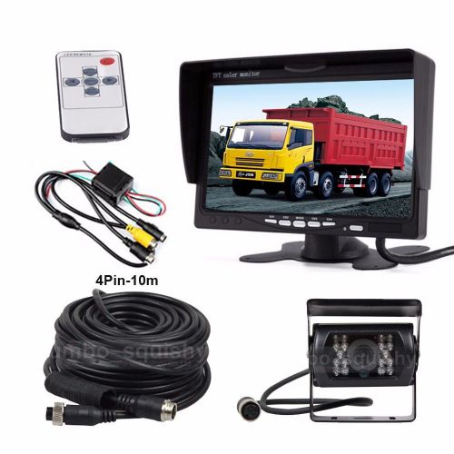 12v-24v 7&#034; lcd monitor 4pin 10m ir night vision ccd rear view camera for truck