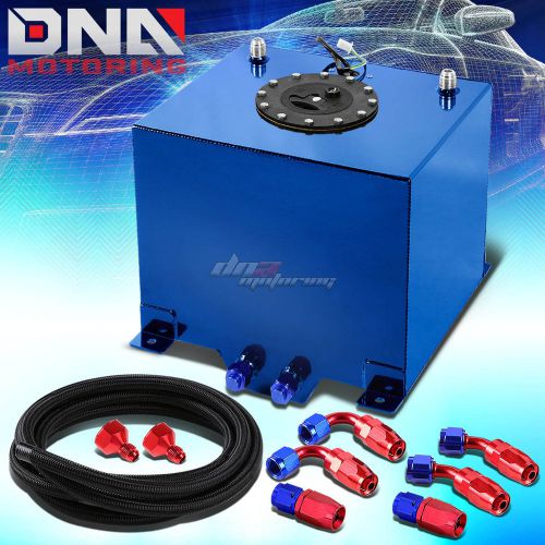 5 gallon blue aluminum fuel cell gas tank+cap+level sender+nylon oil feed kit