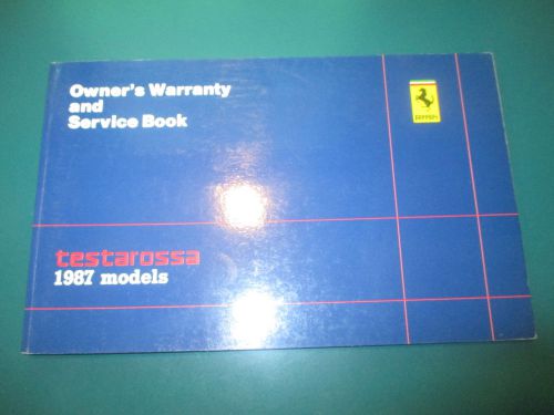 Ferrari testarossa 1987 warranty &amp; service owners manual handbook print # 455/64