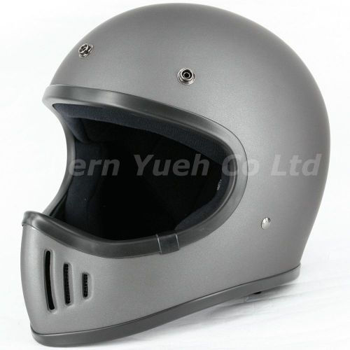 Vintage moto 3-style motocross off-road full face helmet mat gun metal dot small