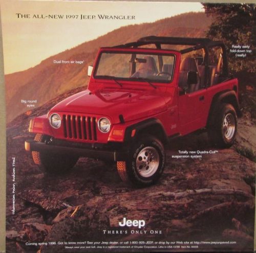 1997 jeep wrangler color sales brochure folder verticle poster