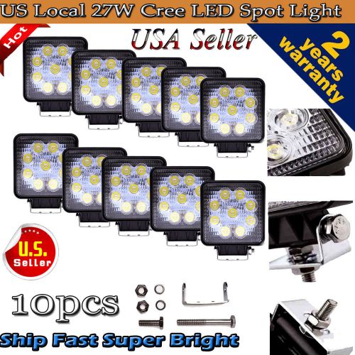 10pcs 27w led cree spot work light fog lamp offroad square atv pickup headlight