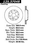 Centric parts 125.37048 front performance rotor