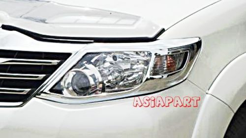 Chrome cover head light lamp trim lh+rh for toyota fortuner suv 2012 2013 2014