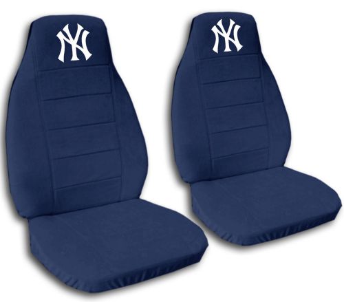 2 navy blue new york velvet car seat covers universal size