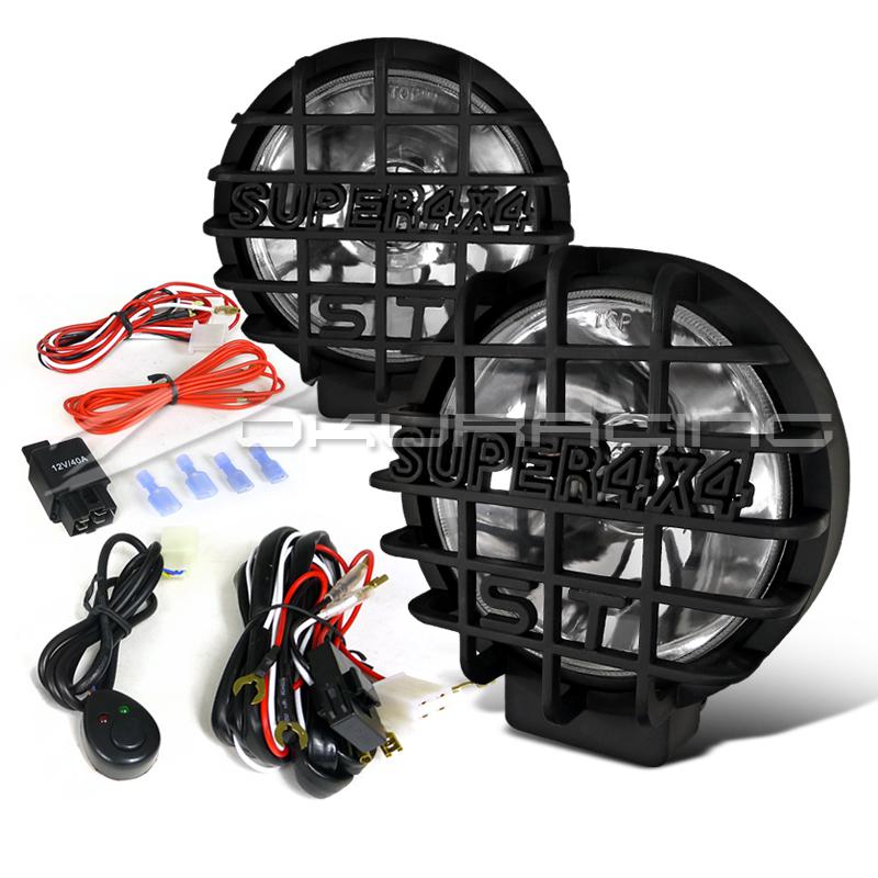 2x 6.5" black 4x4 round driving fog lights+switch for truck pickup suv jeep