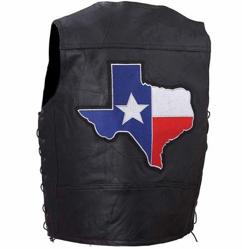 Diamond plate leather motorcycle vest-huge texas patch!!-men's 3xl-new!!