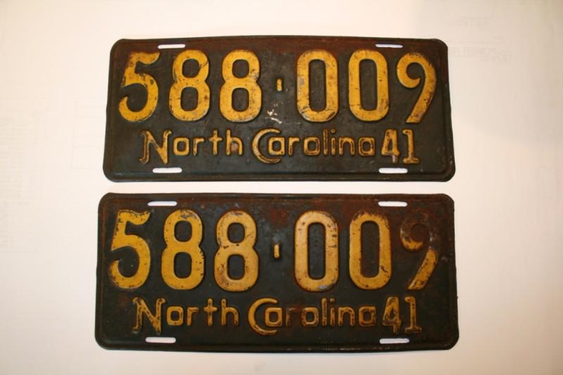 1941 north carolina license plate set (nc)