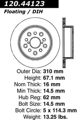 Centric 120.44123 rear brake rotor/disc-premium rotor-preferred