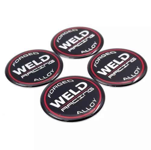 Weld racing 2&#034; od wheel center hub cap logo/sticker emblems 4 pack