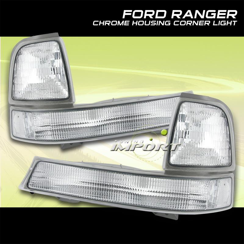 98-00 ford ranger super cab xlt chrome clear lense corner parking signal lights 