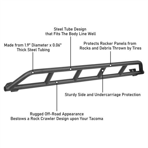 Running boards rocker sliders nerf step bars for toyota tacoma 05-23 double cab