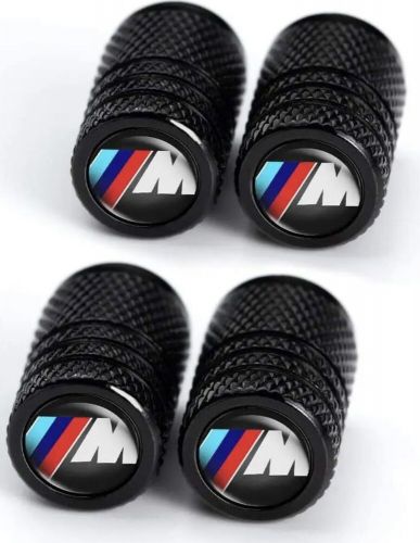 Bmw m series tire valve stem caps/covers set of 4 black. brand new