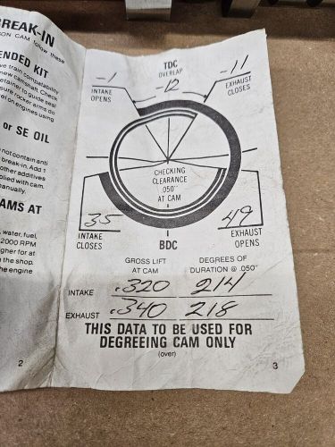 New sbc erson cam hydraulic flat tappet, .480&#034;/.510&#034; 214*/218*@.050&#034; 114 +6* lc