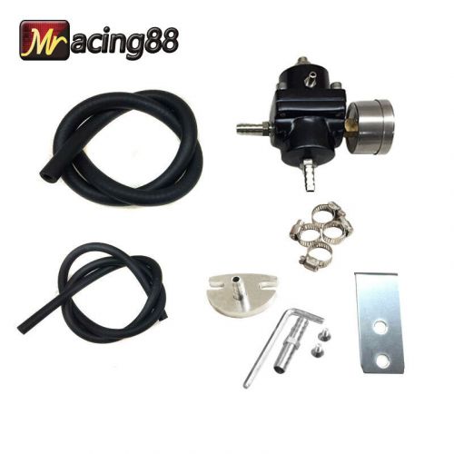 Fuel pressure regulator adjustable pressure with gauge universal aluminum black