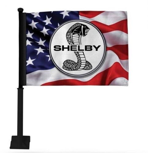Shelby super snake cobra american flags (2) car mount - ford mustang gt500 gt350