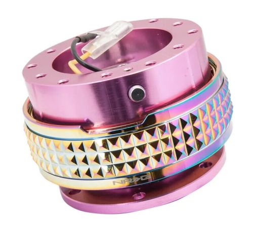 New nrg quick release steering wheel hub - 2.1 pyramid - pink /neochrome ring