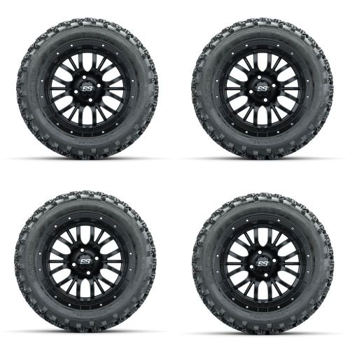 Golf cart gtw 14&#034; diesel matte black wheel | 23x10-14 rogue at tire | 4 set