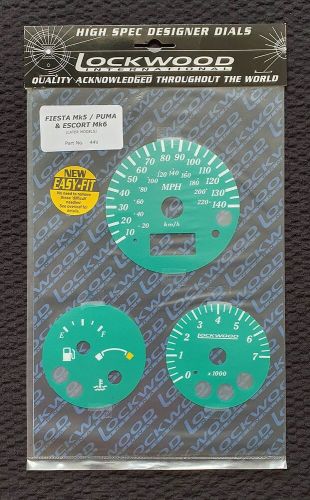 Lockwood ford fiesta mk5 / puma / escort mk6/7 green mph speedo dials