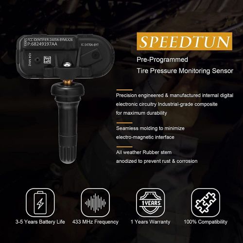 Speedtun tpms sensor 433mhz programmed tire pressure sensor dodge-jeep 2014-2020