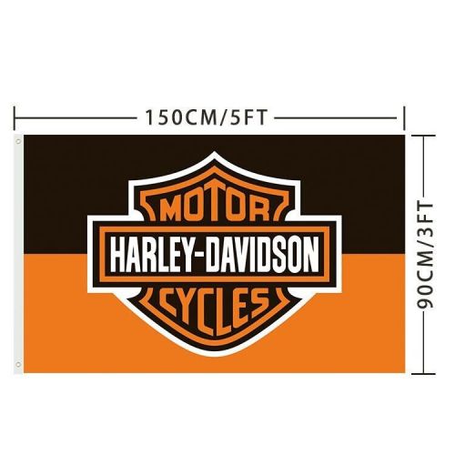 Large banner flag 3x5ft [harley davidson orange black]garage room decora　18113