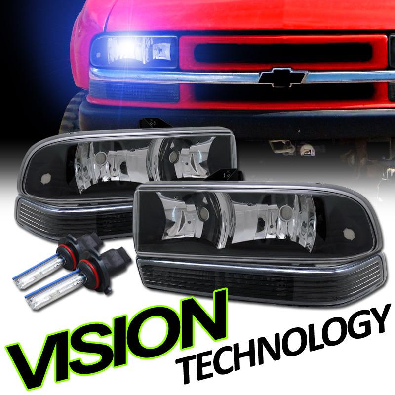 9006 8000k hid+blk headlights+bumper lights 98-04 s10 pickup/truck 98-05 blazer