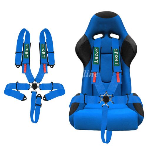 5 point racing harness camlock quick release safety seat belt blue atv utv rzr