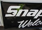 Snap on tools welcome race fans banner 12&#039; ft long, one sided, garage, mancave