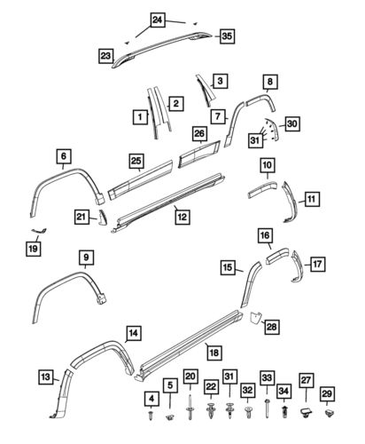 Genuine mopar wheel opening flare molding left 68315999ac