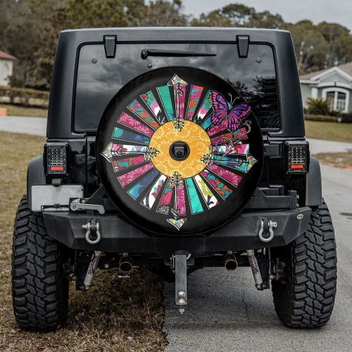 Spare tire cover compass, colorful mandala spare tire cover, sunflower mandala s