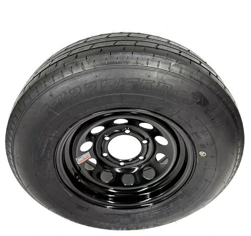 St225/75r15 trailer tire on 6 lug black modular rim