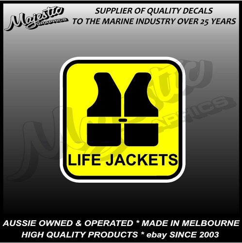 Life jackets - 105mm x 105mm  - boat safety - decal / sticker