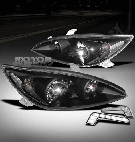 2002 2003 2004 toyota camry sedan black crystal head light+led drl bumper signal