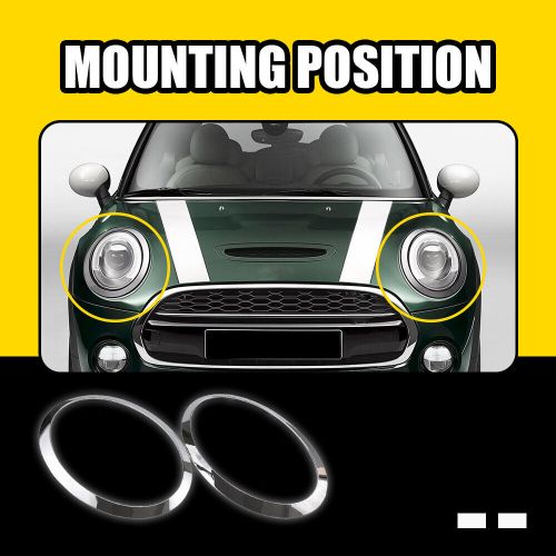 2set chrome headlight ring bezel cover trim for mini cooper 14-21 f55 f56 f57 f