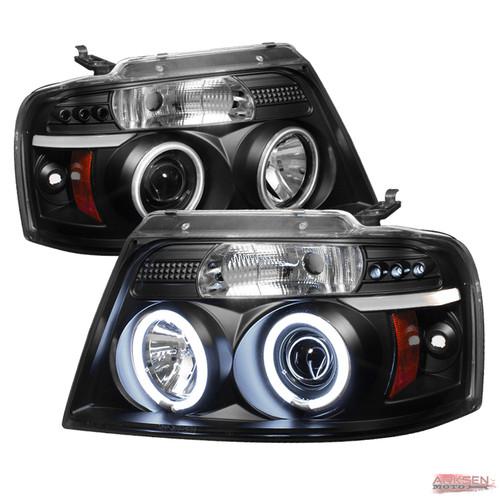 04-08 ford f150 black dual ccfl halo led projector headlights lamps set pair