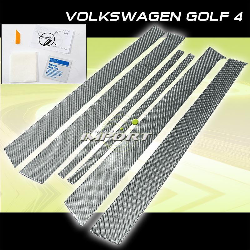 99-05 03 volkswagen vw golf iv hb gl/gls silver carbon fiber style door pillar