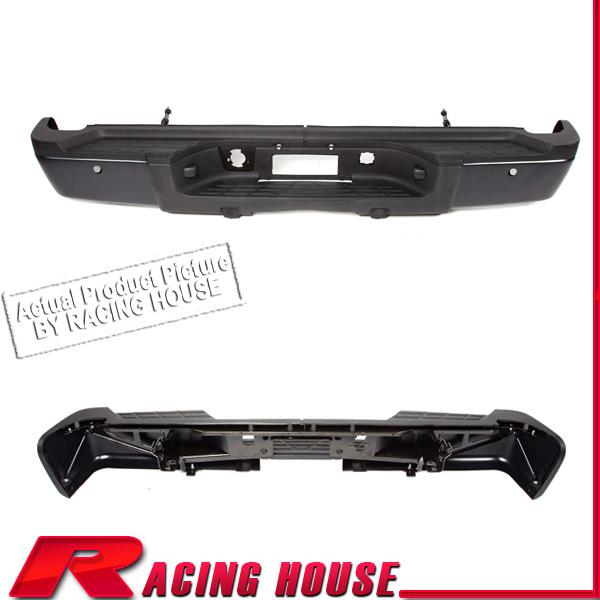 Rear step bumper bar w/ pad 11-13 silverado sierra 25/3500 hd dual blk w/sensor