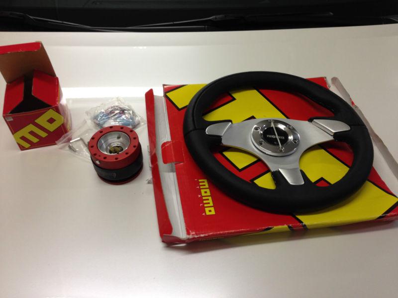 New genuine momo 13" racing steering wheel w/ quick release honda nissan drift