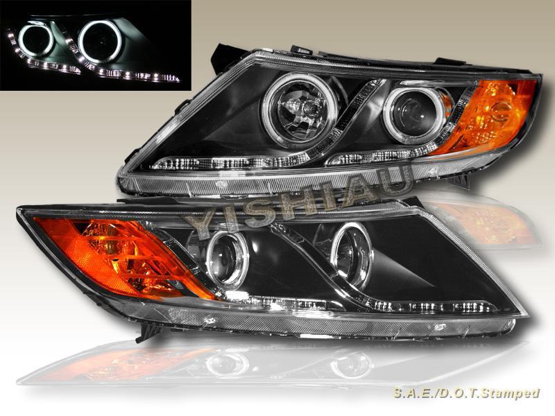 2011-13 optima sedan projector headlights led style strips r8 ccfl twin halo 