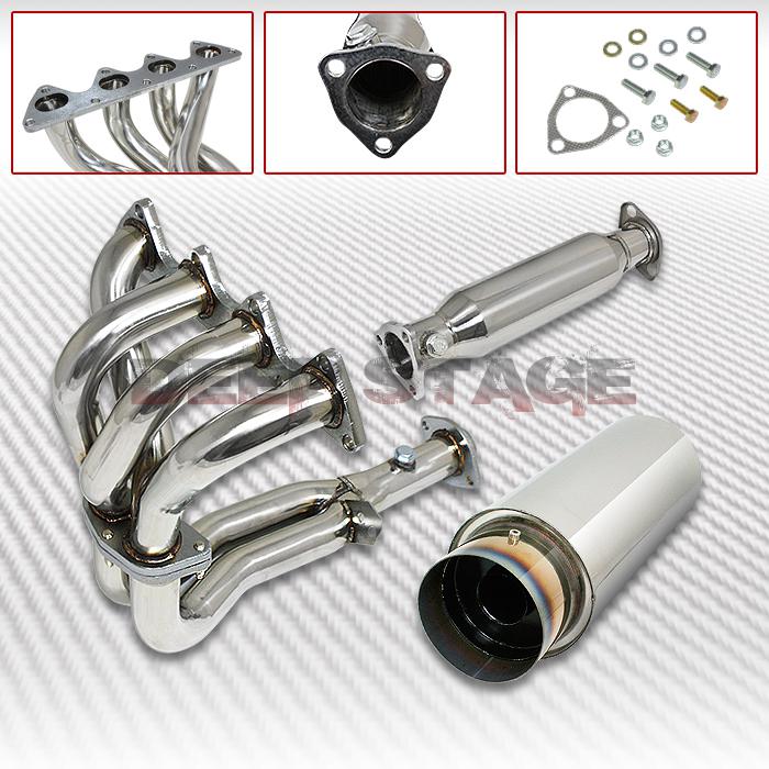 4-2-1 exhaust manifold header+pipe+burnt tip muffler 90-91 acura integra gs/rs