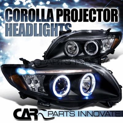 Toyota 09-10 corolla led halo projector headlights lamp black