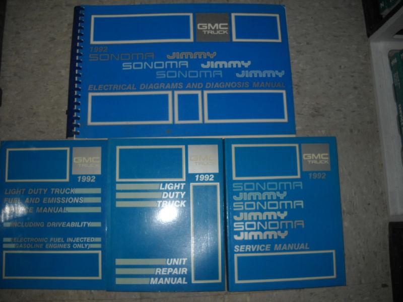 1992 gmc jimmy sonoma truck service shop repair manual set oem books