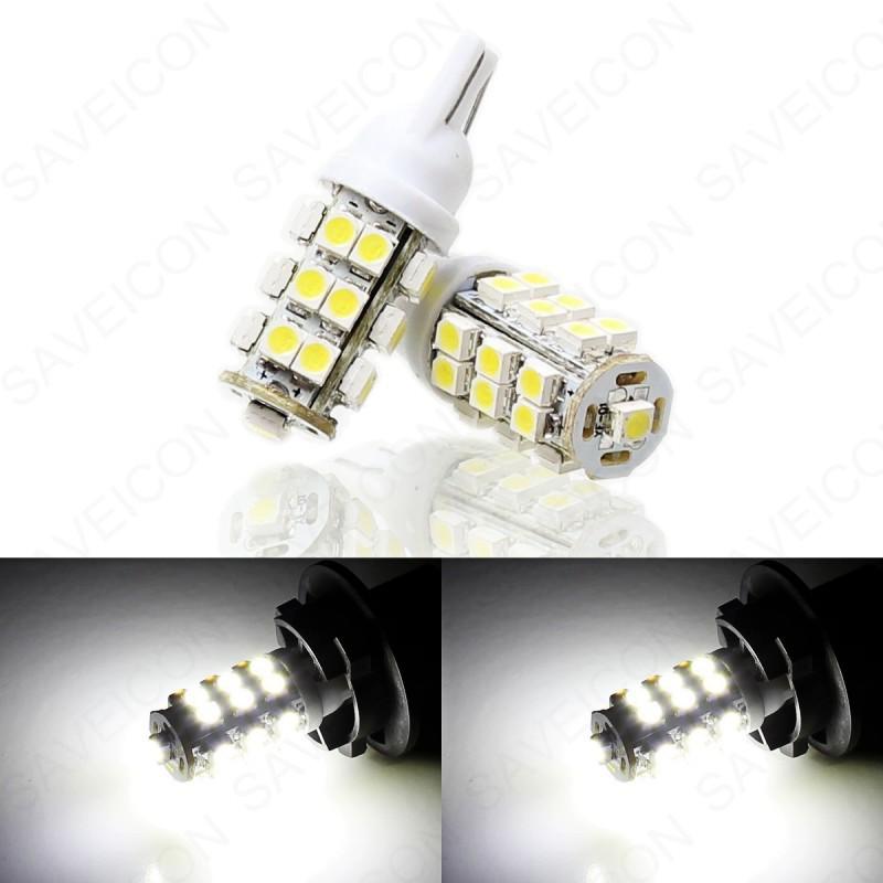 2x hid match white 25-smd 360° led bulbs for car parking lights 168 194 2825 w5w